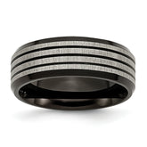 Titanium Brushed & Polished Black IP-plated Striped 8mm Band