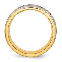 Titanium Unisex Wedding Band with Gold IP Scroll Design