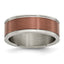 Titanium Brushed Center Brown IP-plated 8mm Grooved Edge Band