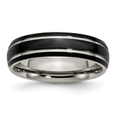 Titanium Polished Black IP-plated 6mm Grooved Band