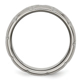 Titanium Brushed 8mm Beveled Wedding Band Unisex Engravable