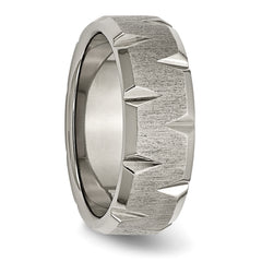Titanium Brushed 8mm Beveled Wedding Band Unisex Engravable