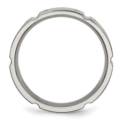Titanium Unisex Grooved Wedding Band with Brushed & Polished Finish