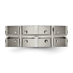 Titanium Grooved Wedding Band with Dual Finish Unisex Wedding