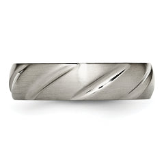 Titanium Satin Unisex Wedding Band with Engravable Swirl Design