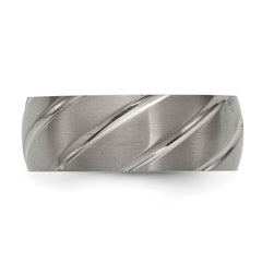 Titanium Satin Swirl Design Unisex Wedding Band Engravable 8mm