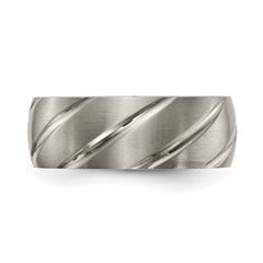 Titanium Satin Swirl Design Unisex Wedding Band Engravable 8mm