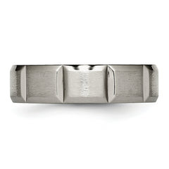 Titanium Grooved Unisex Wedding Band with Polished Brushed Finish
