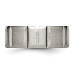 Sophia Jewelers Titanium Grooved Wedding Band with Polished Satin Finish