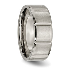 Sophia Jewelers Titanium Grooved Wedding Band with Polished Satin Finish