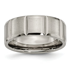 Titanium Satin and Polished 8mm Grooved Band