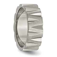 Titanium Unisex 8mm Notched Wedding Band with Polished Finish