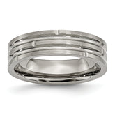 Titanium Polished and Satin 6mm Grooved Band