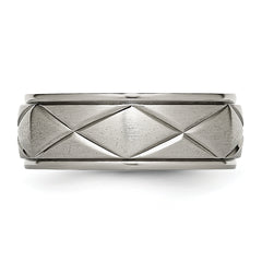 Titanium Unisex Wedding Band with Satin X-Design Engravable Finish