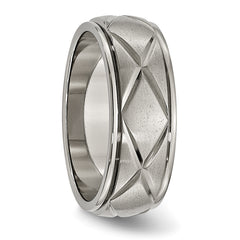 Titanium Unisex Wedding Band with Satin X-Design Engravable Finish