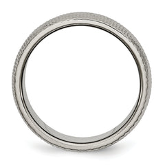 Titanium Woven Textured Wedding Band with Polished Finish 8mm
