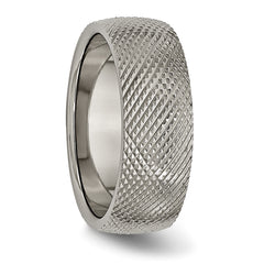 Titanium Woven Textured Wedding Band with Polished Finish 8mm