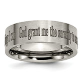 Titanium Brushed Serenity Prayer Laser Design 8mm Flat Band