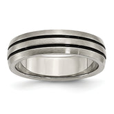 Titanium Enameled Grooved 6mm Satin Band