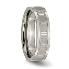 Titanium Roman Numerals 6mm Unisex Wedding Band Engravable Satin Finish