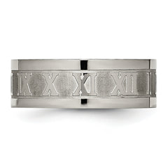 Titanium Roman Numeral Unisex Wedding Band with Satin Finish