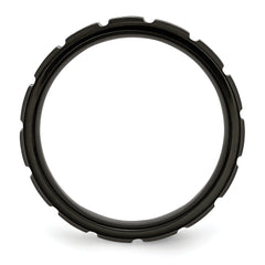 Sophia Jewelers Titanium Unisex Wedding Band with Black IP Plating and Engravable Notched Design