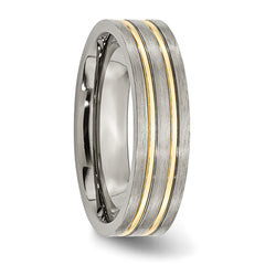 Titanium Yellow IP-Plated 6mm Unisex Grooved Wedding Band Engravable