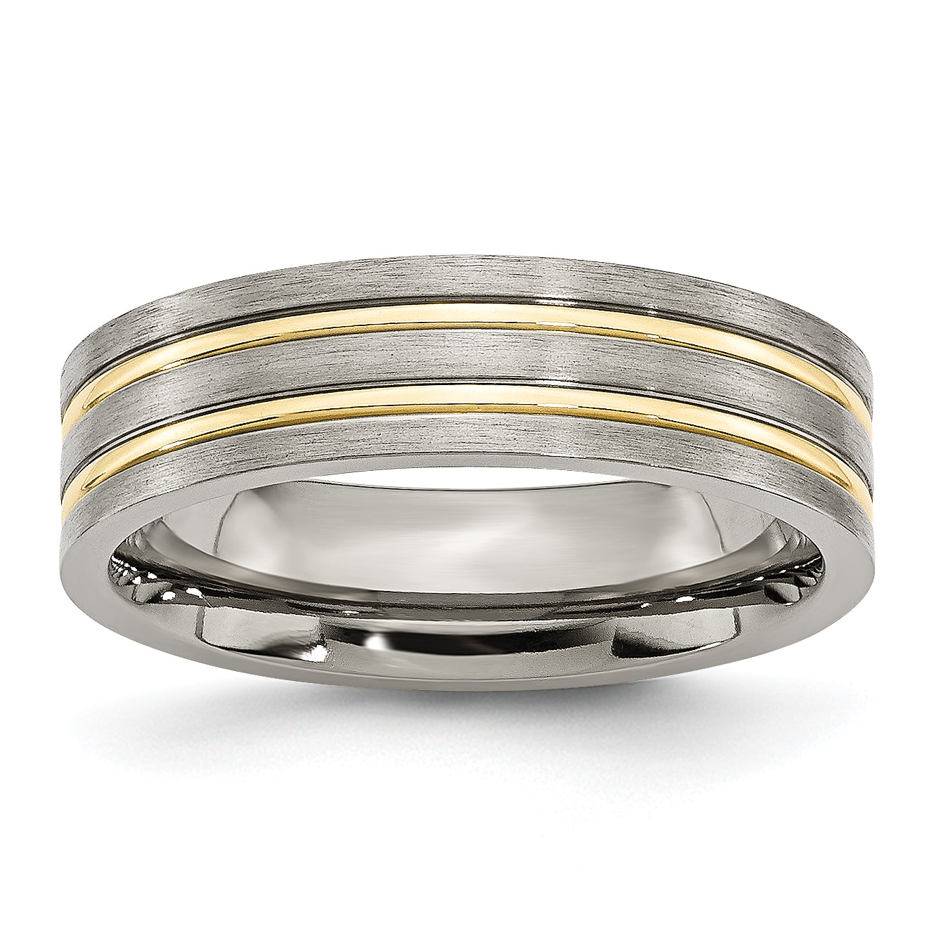 Titanium Brushed Yellow IP-plated 6mm Grooved Band