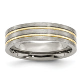 Titanium Brushed Yellow IP-plated 6mm Grooved Band
