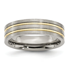 Titanium Brushed Yellow IP-plated 6mm Grooved Band