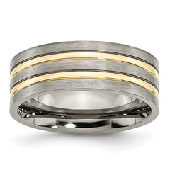 Titanium Brushed Yellow IP-plated 8mm Grooved Band