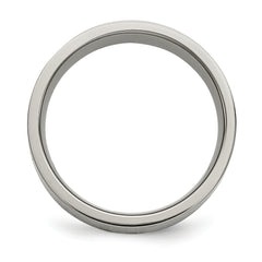 Titanium Silver Inlay Unisex Wedding Band Brushed 8mm Engravable