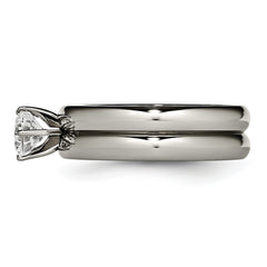 Sophia Jewelers Titanium Ring with Polished Round CZ Stone