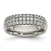 Titanium Polished Multi-row CZ 7mm Band