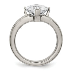 Titanium Fashion Ring with Polished Finish and PrinceSterling Silver CZ