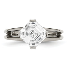 Titanium Fashion Ring with Polished Finish and PrinceSterling Silver CZ