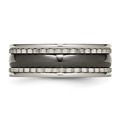 Titanium Wedding Band with Black Ceramic Accent Engravable Unisex