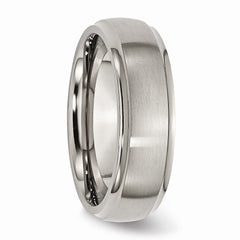 Titanium Wedding Band with Ridged Edge and Brushed Finish