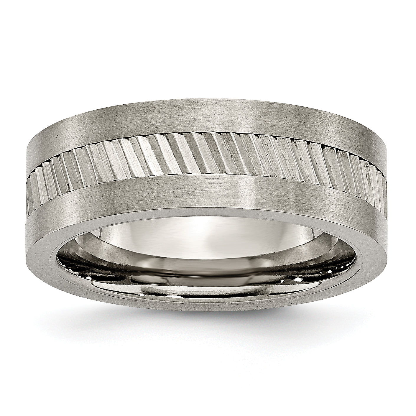 Titanium Sawtooth Design Flat Polished WithBrushed Edge 8mm Band