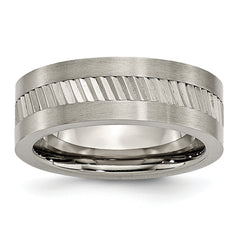 Titanium Sawtooth Design Flat Polished WithBrushed Edge 8mm Band