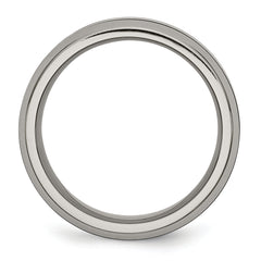 Titanium Wedding Band with Black Ceramic Center Polished Beveled Unisex