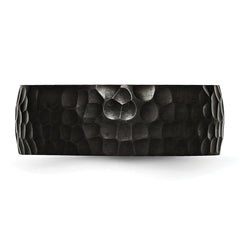 Sophia Jewelers Titanium Hammered Black IP Unisex Engravable Wedding Band