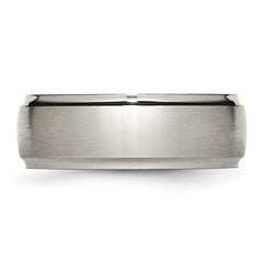Titanium Unisex Wedding Band with Brushed Finish and Engravable Edge