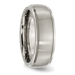 Titanium Unisex Wedding Band with Brushed Finish and Engravable Edge