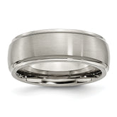 Titanium Brushed Center 8mm Ridged Edge Band