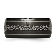 Titanium Unisex Wedding Band with Polished Laser Design