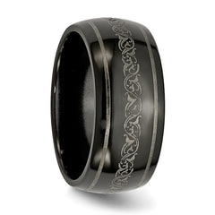Titanium Unisex Wedding Band with Polished Laser Design