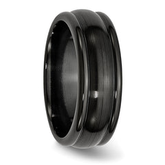 Titanium Unisex Domed Wedding Band with Polished Brushed Finish