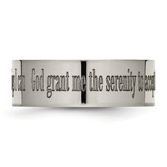 Unisex Titanium Serenity Prayer Wedding Band with Polished Laser Design