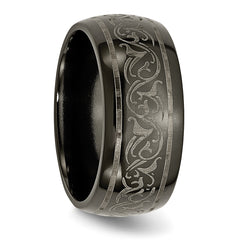 Titanium Unisex 10mm Wedding Band with Polished Laser Pattern